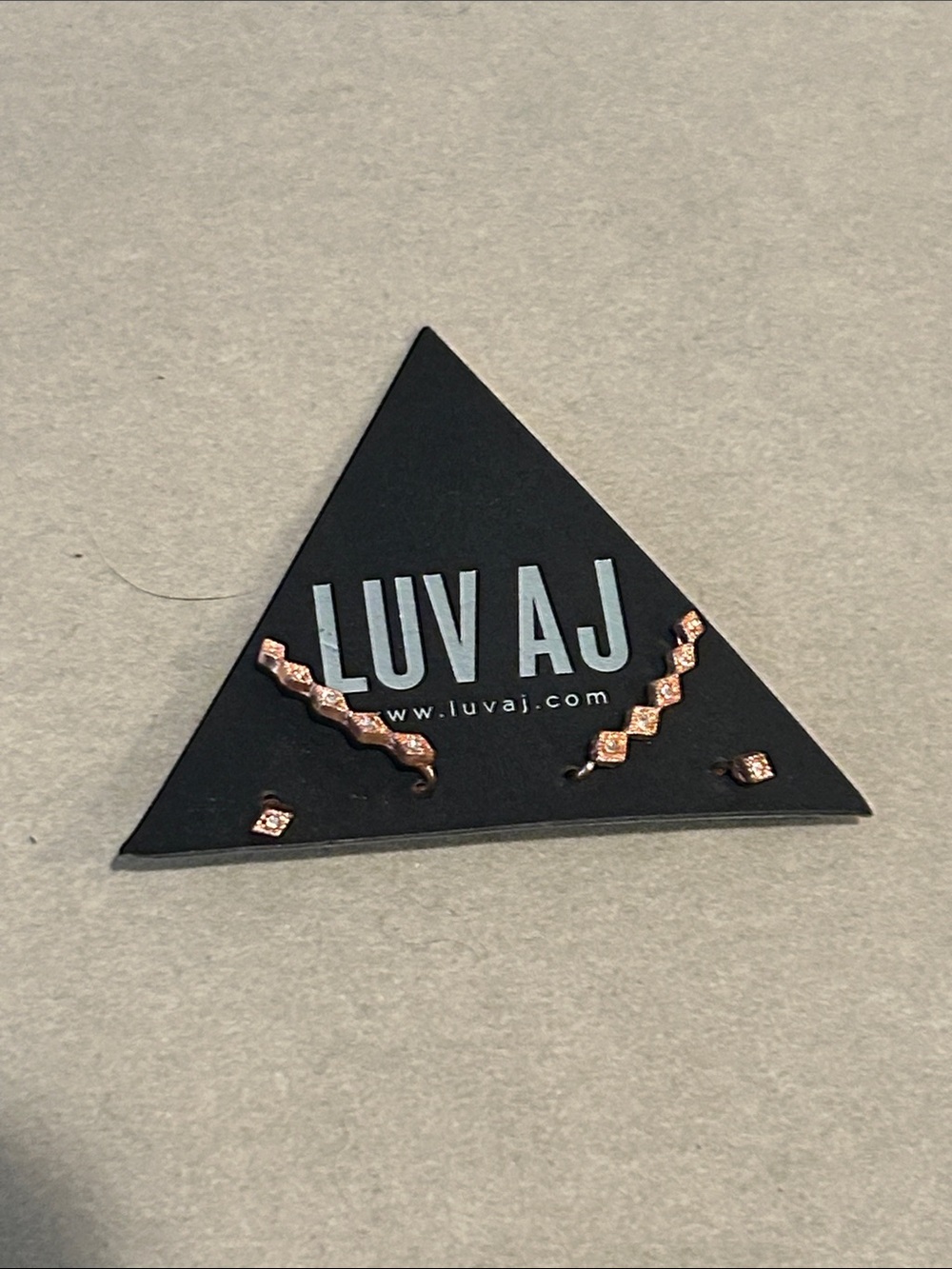 Luv AJ Rose Gold Zigzag Ear Crawlers with Diamond Studs